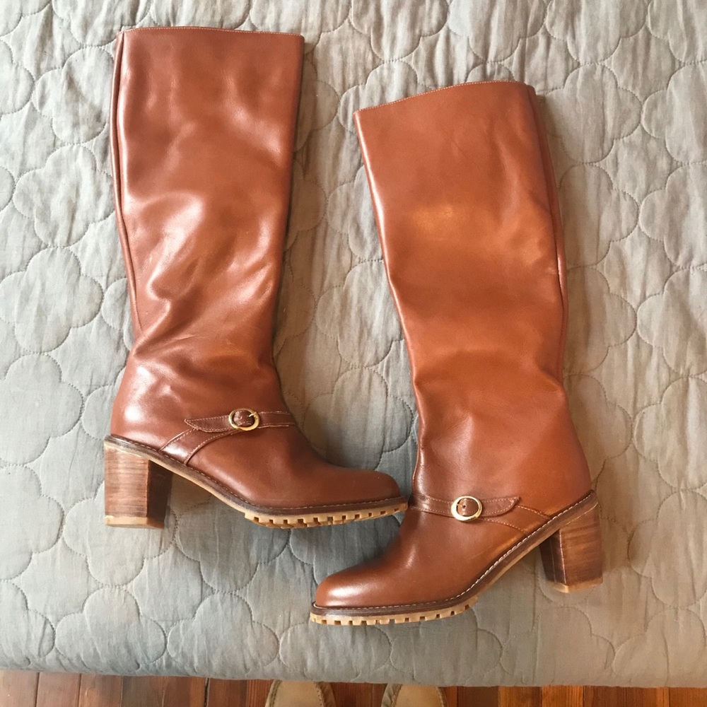 Vintage leather heeled boots, size 7.5